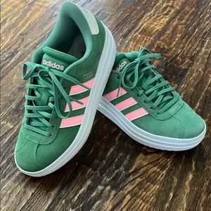 Adidas Green and Pink Retro Sneakers